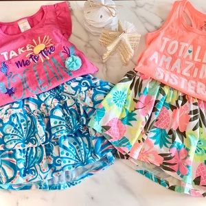 2 Gymboree girl skirt outfits fun summer prints